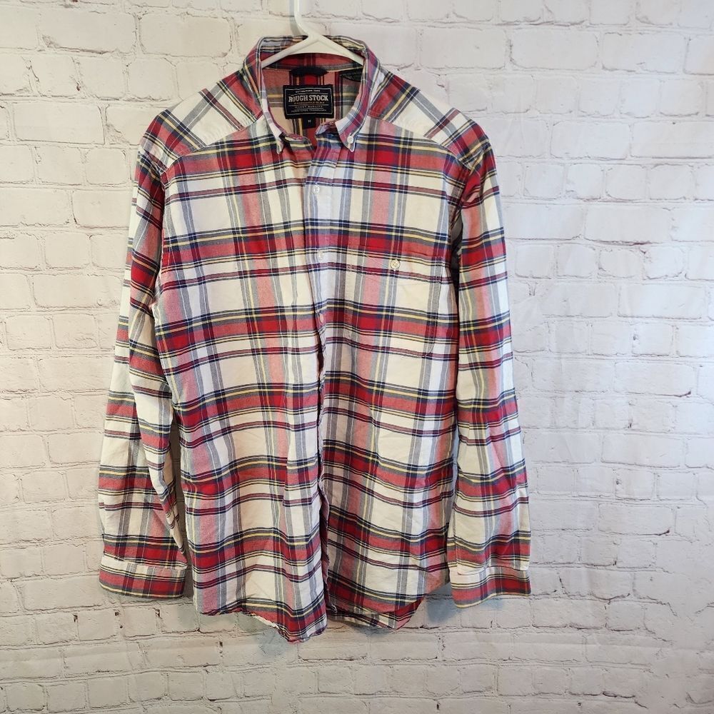 Men's Rough Stock button down longsleeve short, size Medium